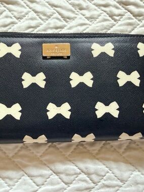 kate spade Black Wallet with Cream Polka Dot Lining